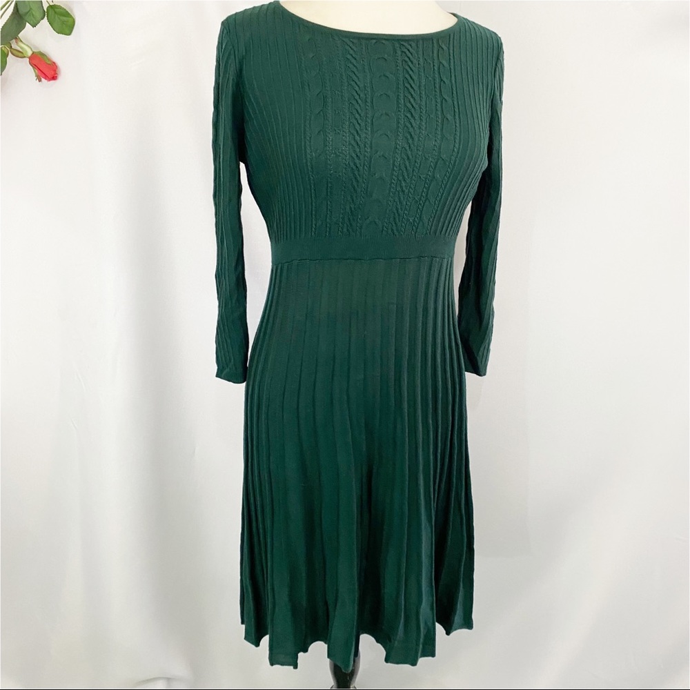 COPY - Calvin Klein Green Knit Dress Pleated